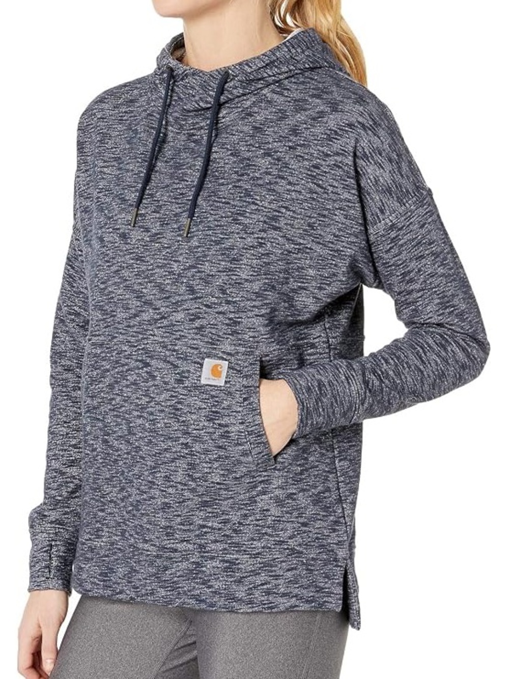 Carhartt Newberry French Terry Hoodie Womens L Navy Relaxed Fit Pullover